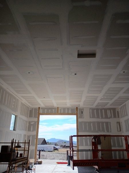 New construction drywall ceiling taped and mudded